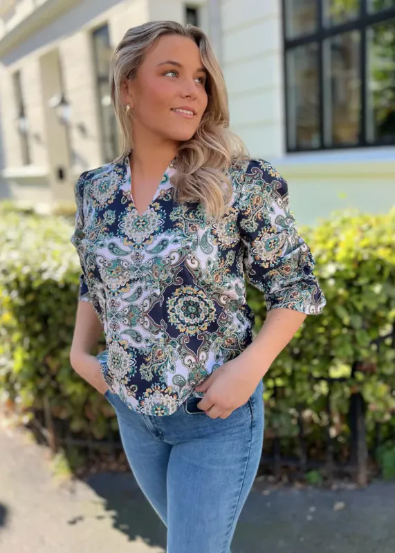 Rah Oslo - Emma Blouse - Blue Paisley Print