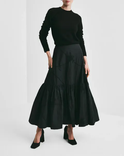 Hovedbilde BYTIMO - EMBROIDERY POPLIN SKIRT - BLACK