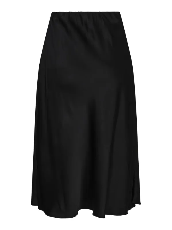 HAUST - SATIN BELOW KNEE SKIRT - SORT