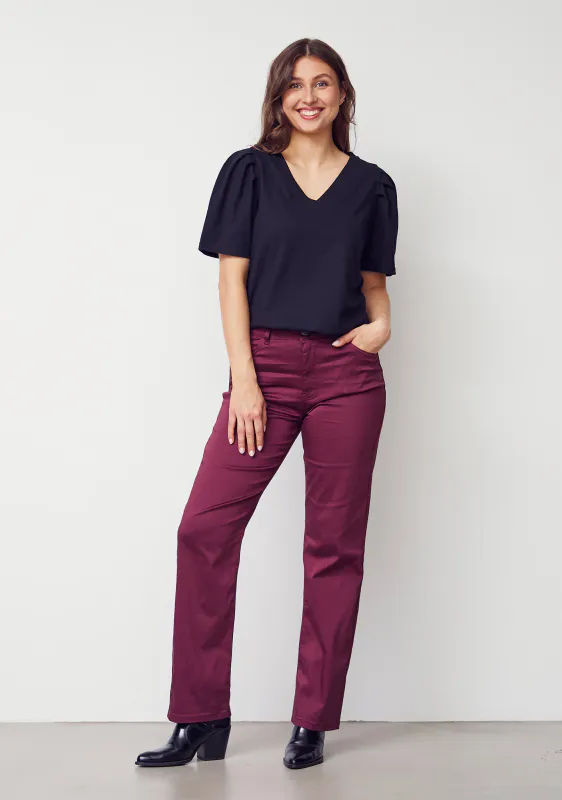 Isay Long Straight Pant - Wine