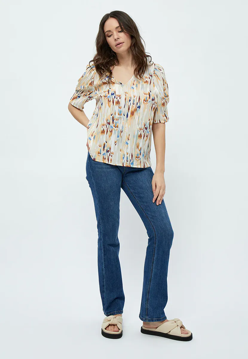 Mahogany Blouse - Feather Gray Print