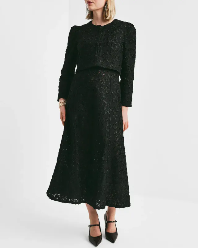BYTIMO - EMBROIDERY LACE JACKET - BLACK 