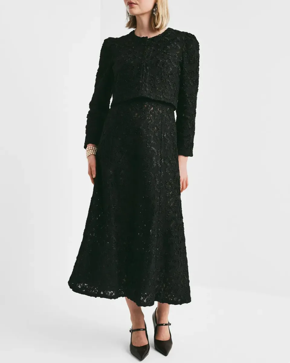 BYTIMO - EMBROIDERY LACE JACKET - BLACK 