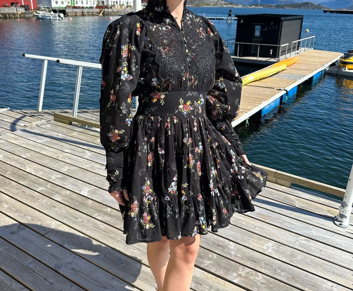 ByTiMo - Cotton Slub Mini Dress Midnight Petal