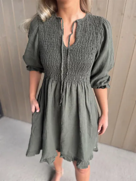 Hovedbilde Rah Oslo - Ella Smock Dress Linen - Army