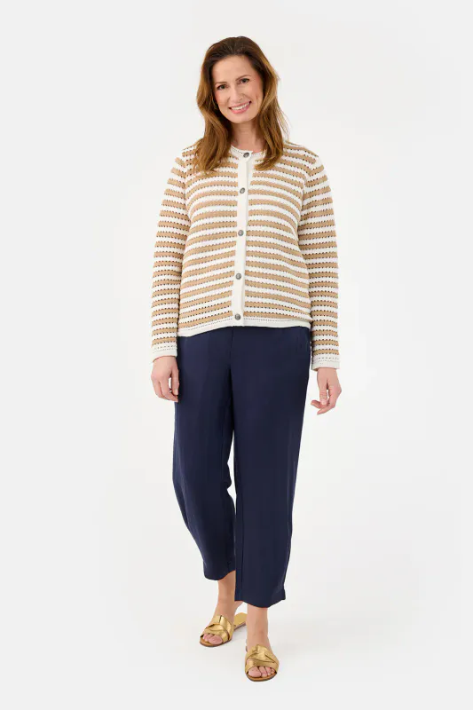SIGNATURE - Strikket cardigan - Beige/Hvit