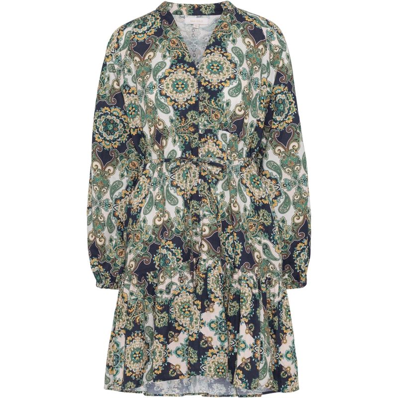Rah Oslo -  Short Dress w/belt - Blue Paisley Print 