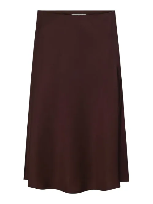 Hovedbilde HAUST - SATIN SKIRT BELOW KNEE MØRKEBRUN