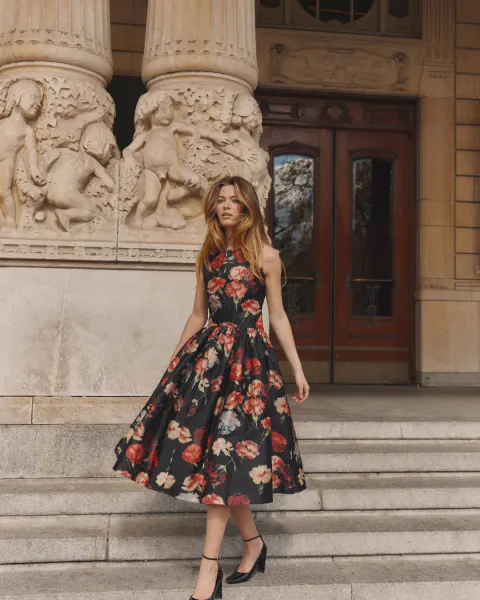 Hovedbilde BYTIMO - TAFFETA MIDI DRESS - POPPY
