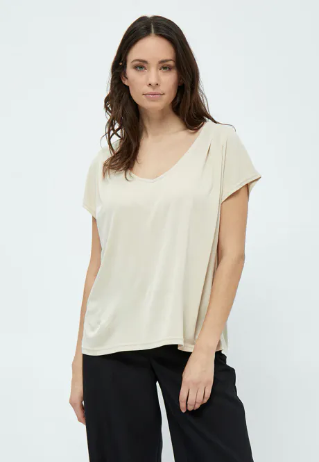 Hovedbilde Lana V-Neck Cap Sleeve T-Shirt Curve - Sandshell