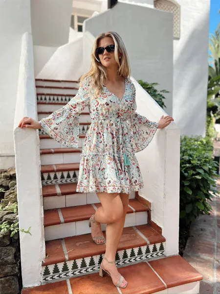 Hovedbilde  Rah Oslo - Anna Short Dress - Mint Paisley