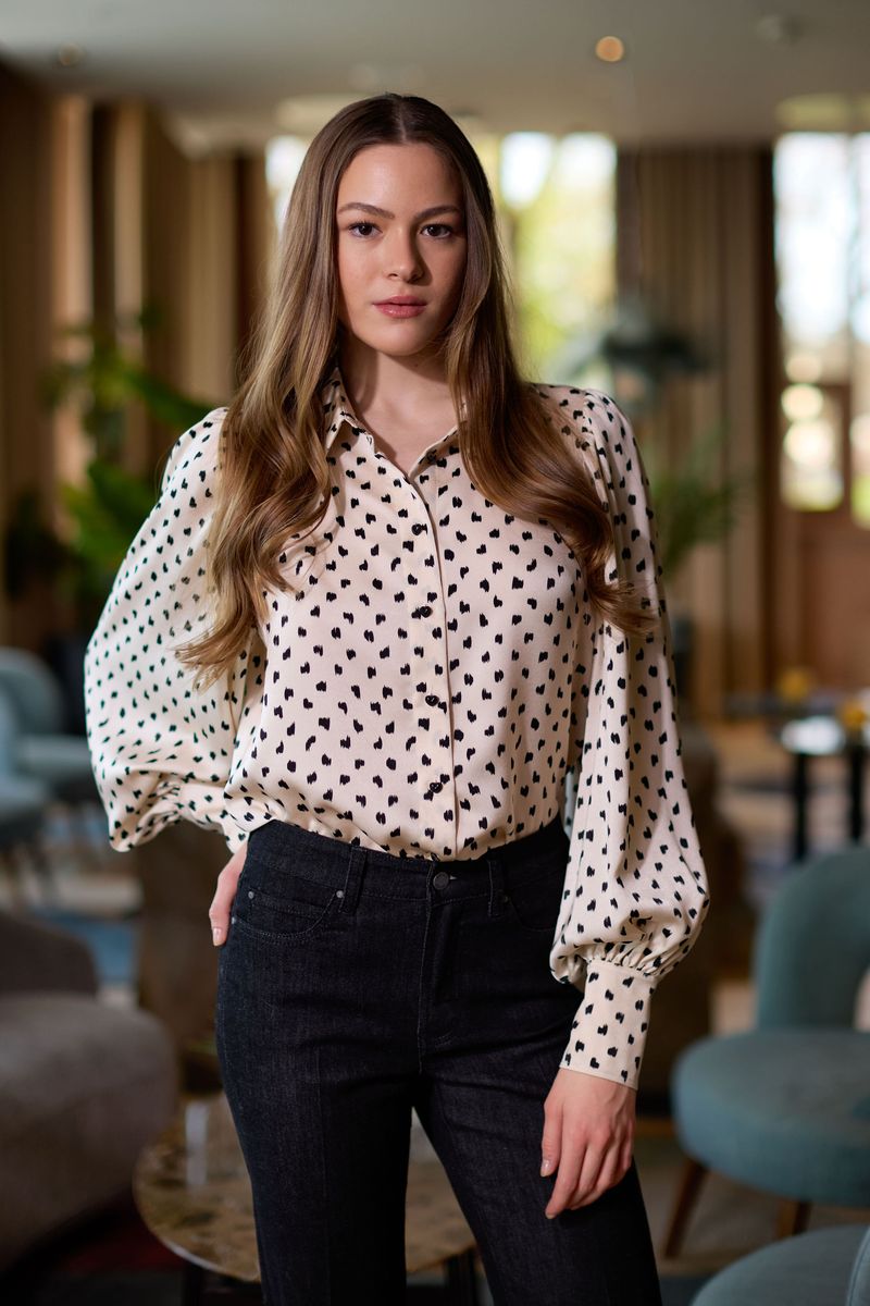 HAUST - Heart button blouse - prikkete 